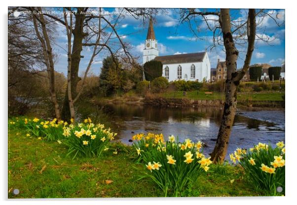 The White Church, Comrie, Perthshire in Spring Acrylic by Navin Mistry