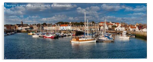 Anstruther Harbour Panoramic  Acrylic by Navin Mistry