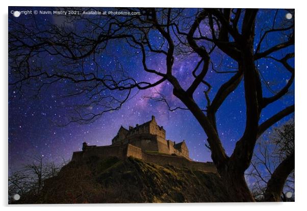 A Starlit Edinburgh Castle  Acrylic by Navin Mistry