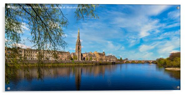 Perth Scotland and the River Tay with St. Matthew's Church Acrylic by Navin Mistry