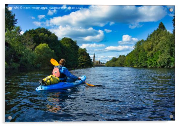 Kayaker on the River, Perth, Scotland Acrylic by Navin Mistry
