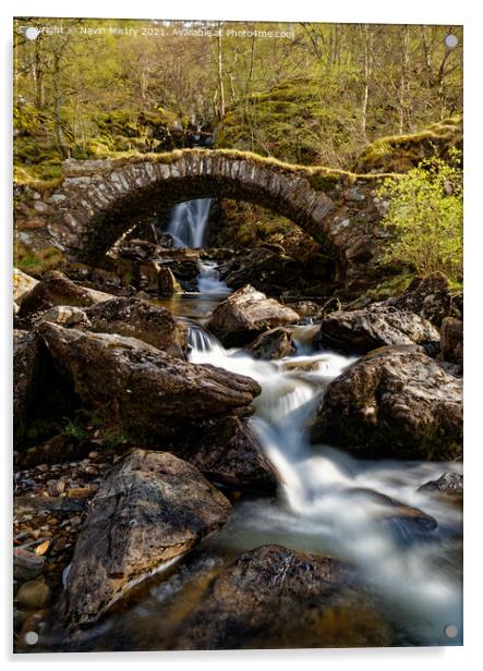 Allt da Ghob Waterfall and Roman Bridge, Glen Lyon Acrylic by Navin Mistry