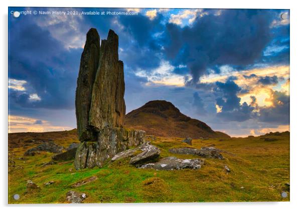 Fionn's Rock, Glen Lyon Acrylic by Navin Mistry
