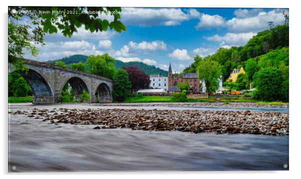 A view of the River Tay and Dunkeld, Perthshire   Acrylic by Navin Mistry