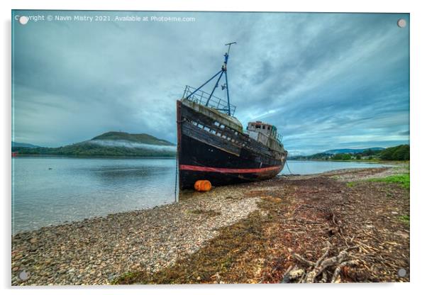 The Corpach Wreck, Loch Linne Acrylic by Navin Mistry