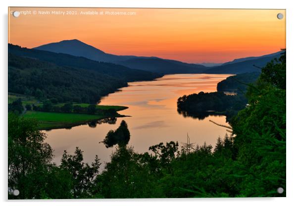 Sunset at the Queen's View, Loch Tummel Acrylic by Navin Mistry