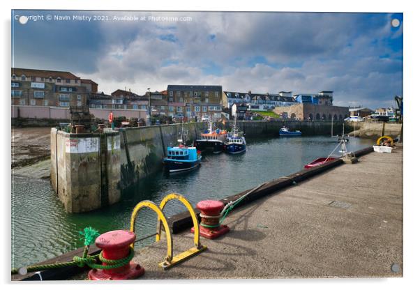 Seahouses Harbour Northumberland England  Acrylic by Navin Mistry