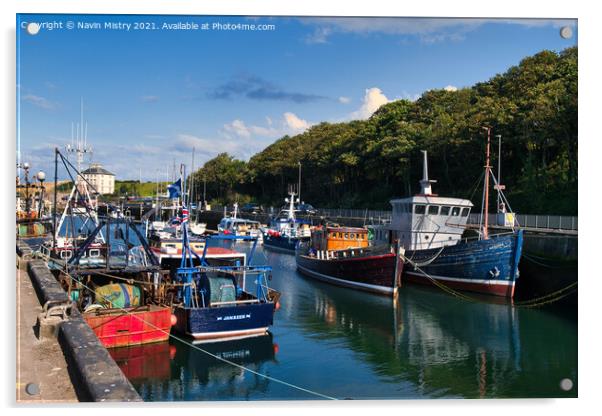 Fishing Boats in Eyemouth Harbour Acrylic by Navin Mistry