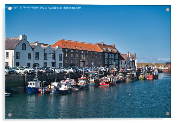Fishing Boats in Eyemouth Harbour Acrylic by Navin Mistry