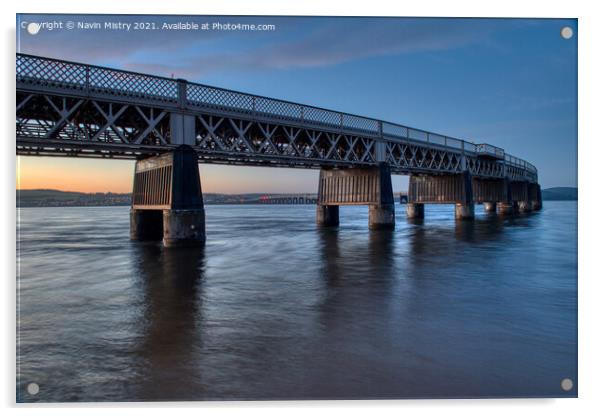 The Tay Rail Bridge, Dundee, Scotland Acrylic by Navin Mistry