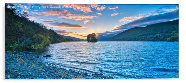 A beautiful sunset on Loch Tay at Kenmore Perthshire.  Acrylic by Navin Mistry