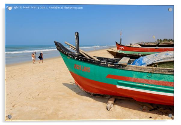 Colourful Fishing Boats, Benhaulim, Goa, India Acrylic by Navin Mistry