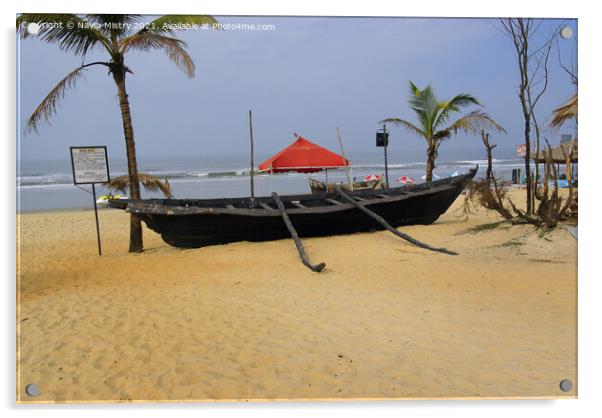 A local fishing boat, Benhaulim , South Goa, India Acrylic by Navin Mistry