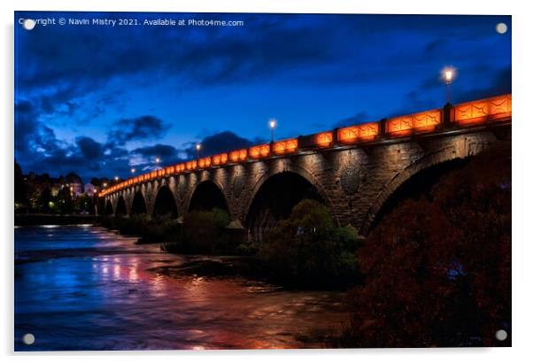 Perth Bridge at Dusk Acrylic by Navin Mistry