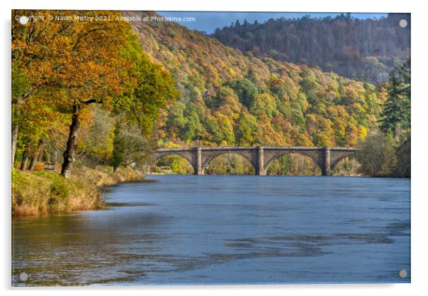 Dunkeld Bridge and the River Tay in Autumn Acrylic by Navin Mistry