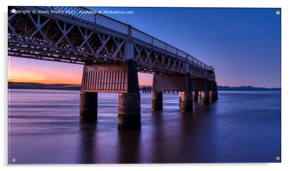 The Tay Bridge seen at Dawn  Acrylic by Navin Mistry