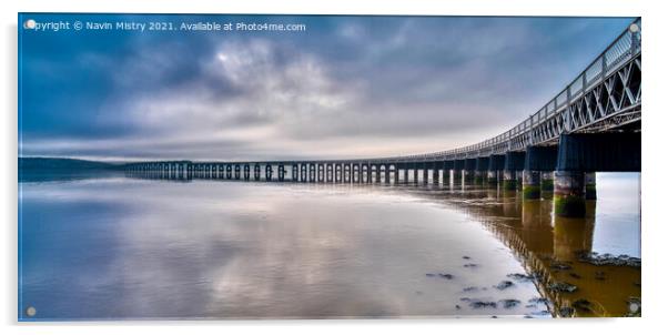 A panoramic image of the Tay Bridge, Dundee Acrylic by Navin Mistry