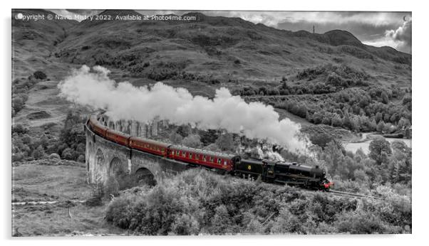 The Jacobite Steam Train, Glenfinnan, Scotland  Acrylic by Navin Mistry