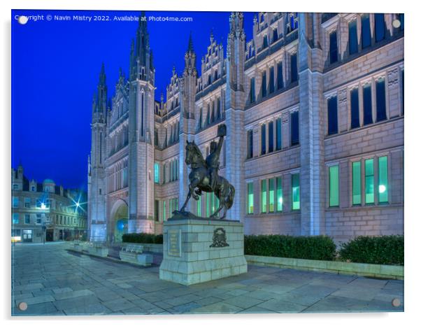 A view of Marischal College, and the statue of Robert the Bruce  Acrylic by Navin Mistry