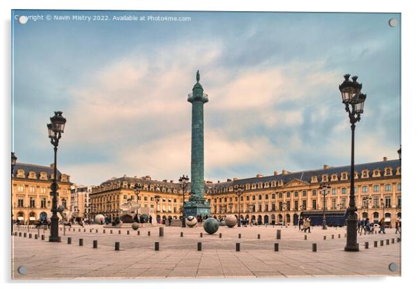 Place Vendôme Paris, France,  Acrylic by Navin Mistry