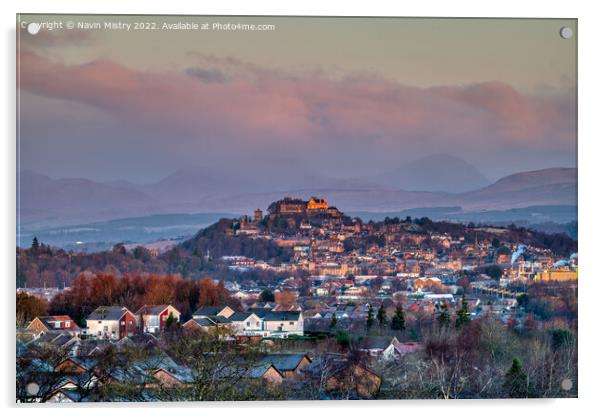 View of Stirling at sunrise  Acrylic by Navin Mistry