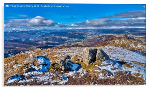 A view from the summit of Ben Vrackie Acrylic by Navin Mistry
