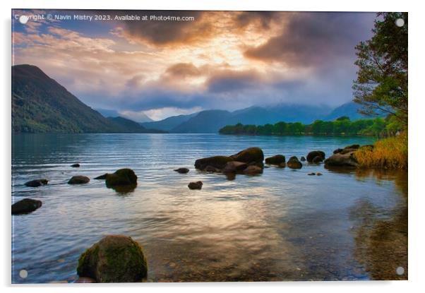 Ullswater Sunset, Lake District, England Acrylic by Navin Mistry