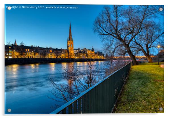 A view of Perth and the River Tay at Dusk Acrylic by Navin Mistry
