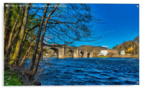 A view of Dunkeld Bridge and the River Tay Acrylic by Navin Mistry