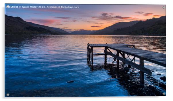 Sunset on Loch Earn, Perthshire  Acrylic by Navin Mistry
