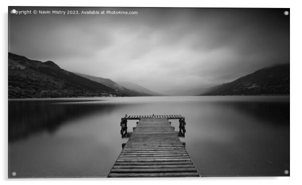 A view of a jetty on Loch Earn, Perthshire Acrylic by Navin Mistry