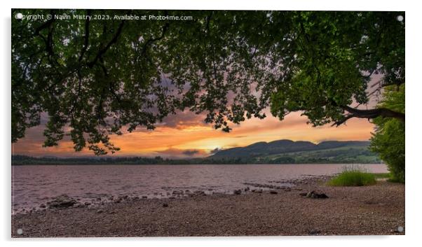 Lake of Menteith Sunset Acrylic by Navin Mistry