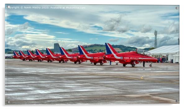 The Red Arrows RAF Leuchars 2011 Acrylic by Navin Mistry