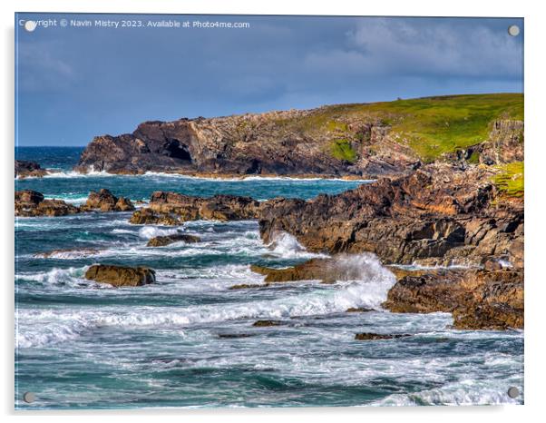 The Atlantic coast at Eoropaidh, Isle of Lewis Acrylic by Navin Mistry