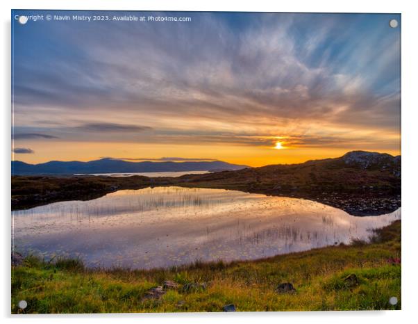 Sunrise over a Lochan Isle of Harris. Acrylic by Navin Mistry