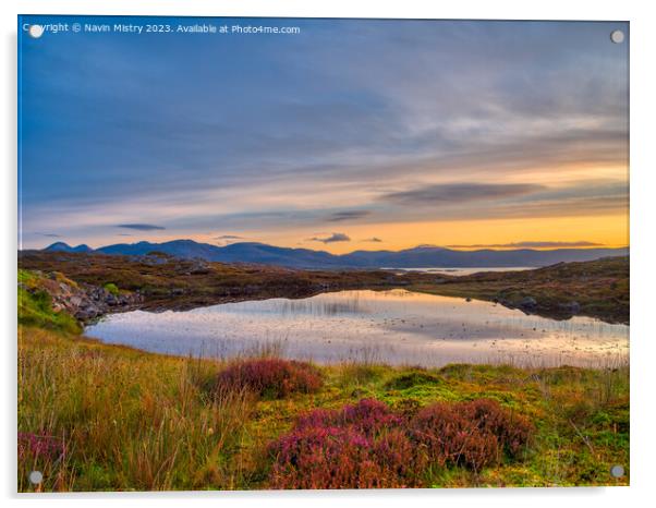 Sunrise over a Lochan, Isle of Harris Acrylic by Navin Mistry