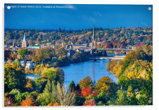 Perth and the Autumn Colours   Acrylic by Navin Mistry