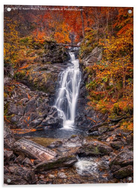 Allt da Ghob Waterfall Glen Lyon Perthshire  Acrylic by Navin Mistry