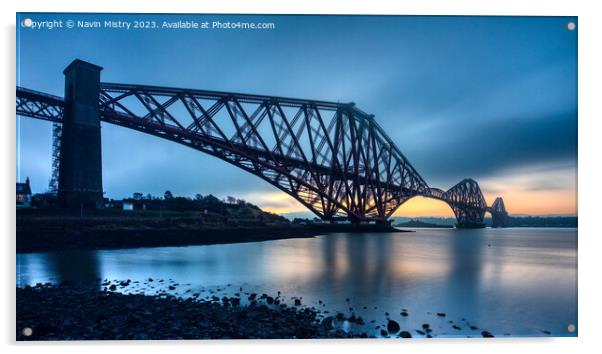 The Forth Bridge Sunrise Acrylic by Navin Mistry