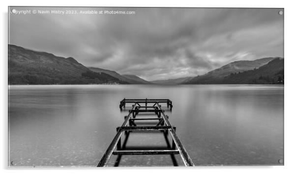 Loch Earn Monochrome  Acrylic by Navin Mistry
