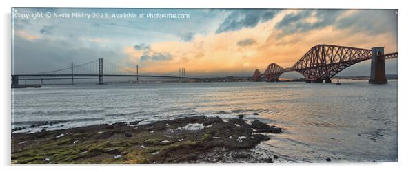 The Forth Bridges Acrylic by Navin Mistry