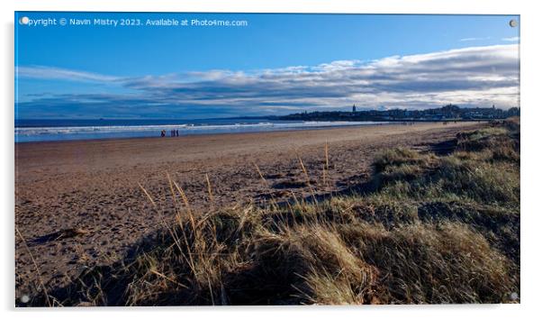 A View of the Sand Dunes of the West Sands St. And Acrylic by Navin Mistry