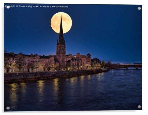 Super Moon Over Perth Acrylic by Navin Mistry