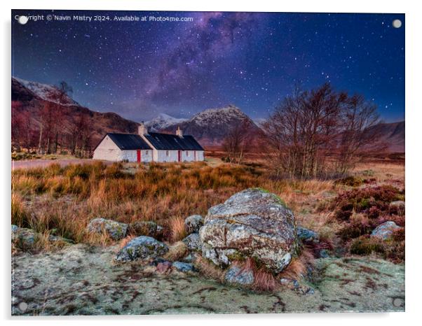 A Starlit Blackrock Cottage, Glen Coe  Acrylic by Navin Mistry