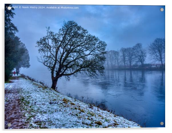 A winter scene of the River Tay at Dunkeld Acrylic by Navin Mistry