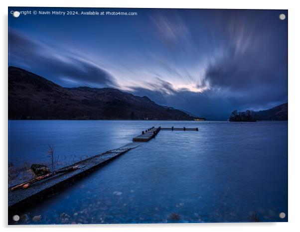 Loch Earn Blue Hour Acrylic by Navin Mistry