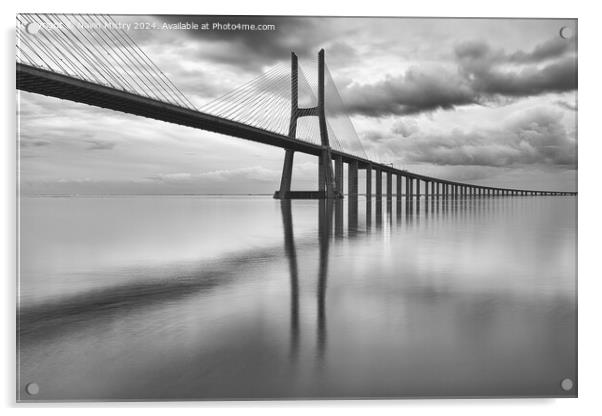 Vasco da Gama Bridge, Lisbon, Portugal  Acrylic by Navin Mistry