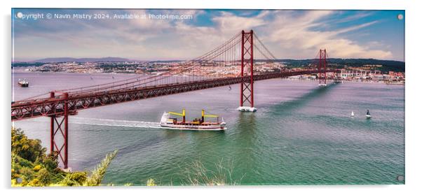 The 25th April Bridge, Lisbon, Portgual   Acrylic by Navin Mistry
