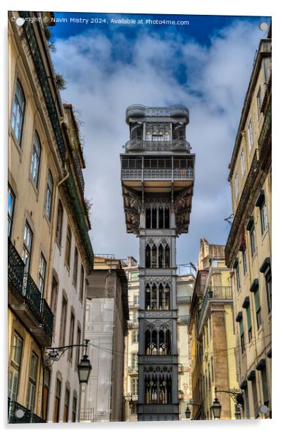 Santa Justa Lift, Lisbon, Portgual  Acrylic by Navin Mistry