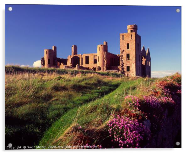 Ruins of New Slains Castle, Aberdeenshire Acrylic by Navin Mistry